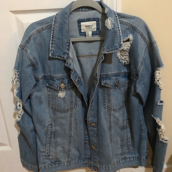 Oversized Ripped Jean Jacket - Picture 1 of 2
